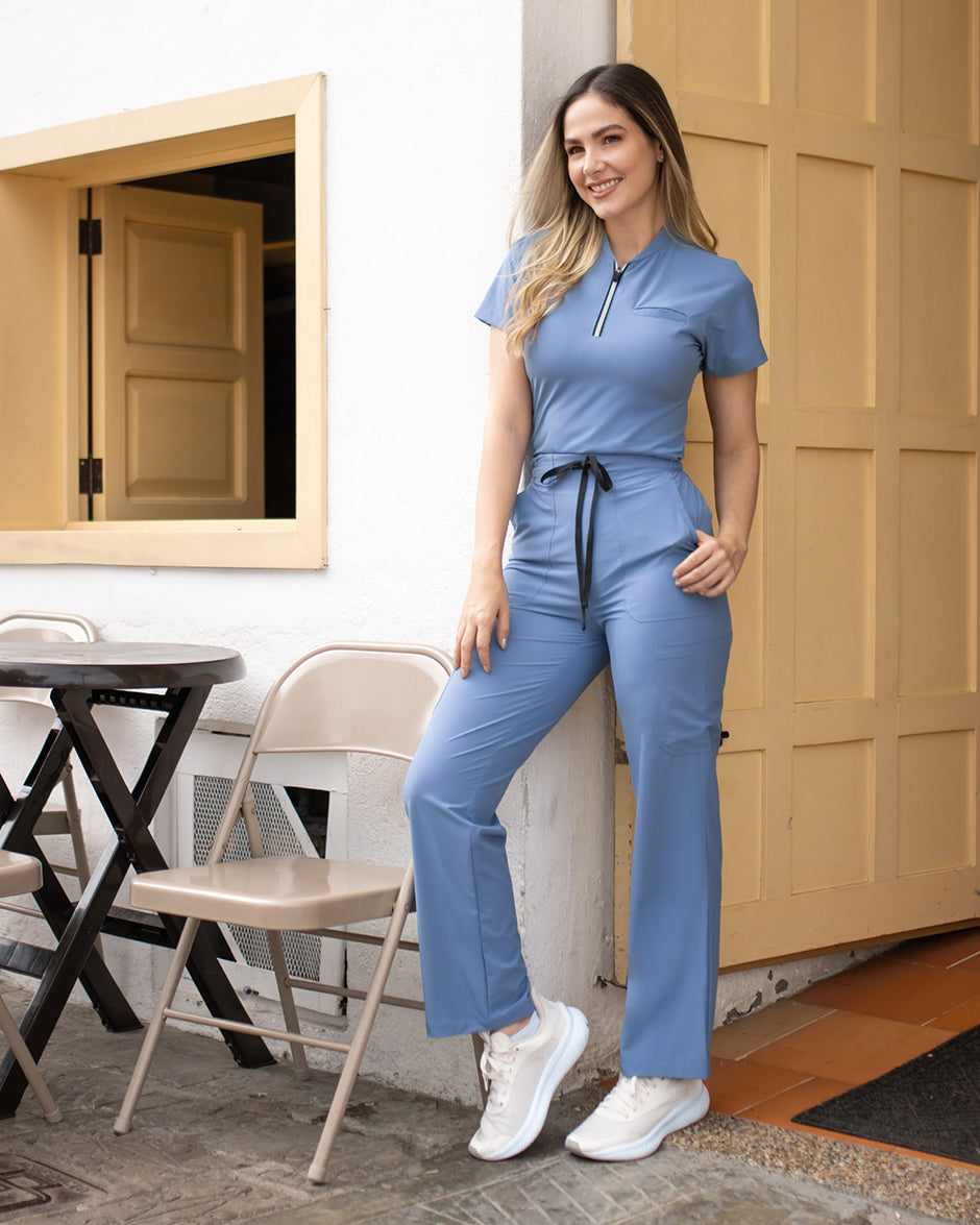 blusa medica uniforme antifluido lynx azul estelar para mujer