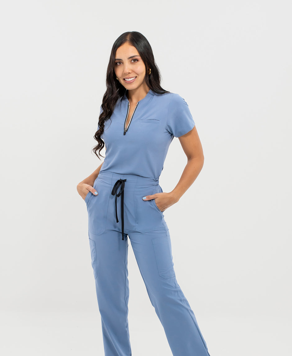 blusa medica uniforme antifluido lynx azul estelar para mujer