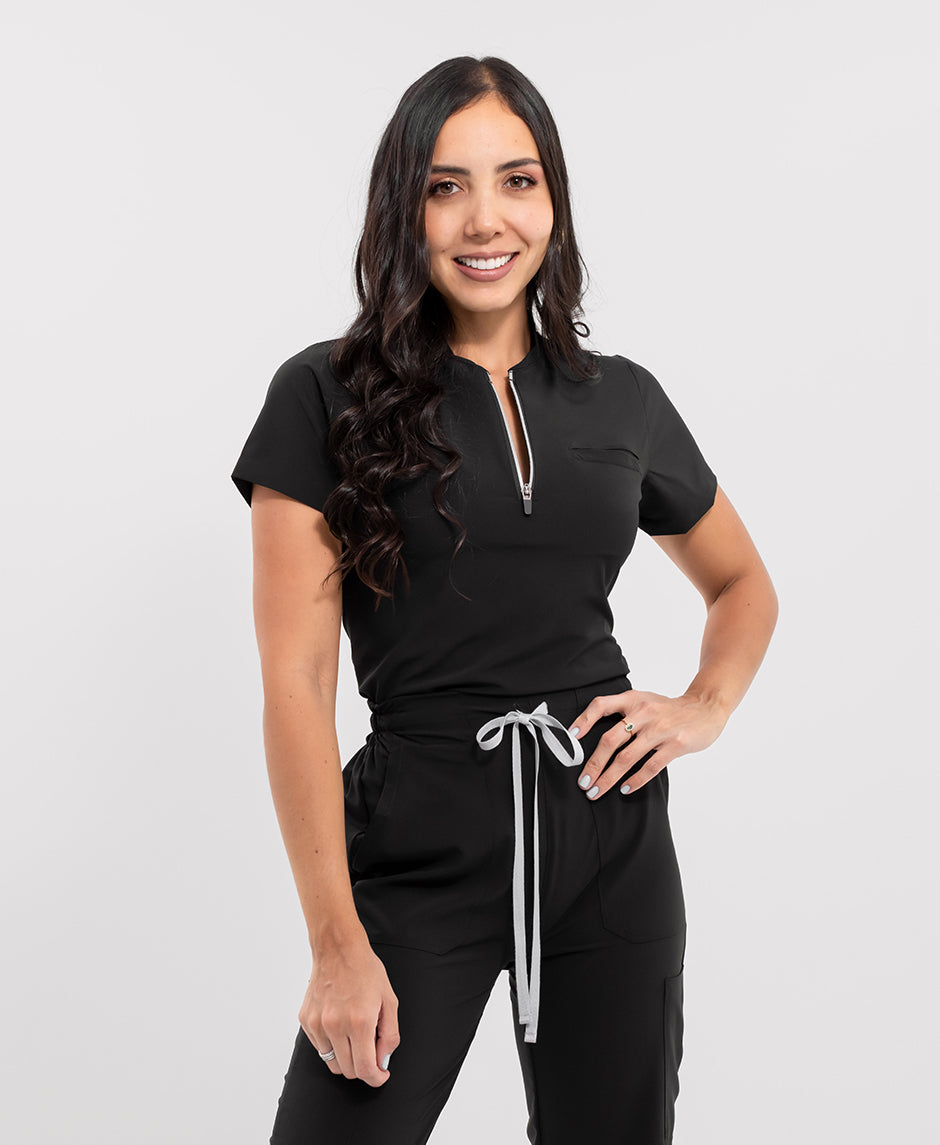 blusa medica uniforme antifluido lynx negro para mujer