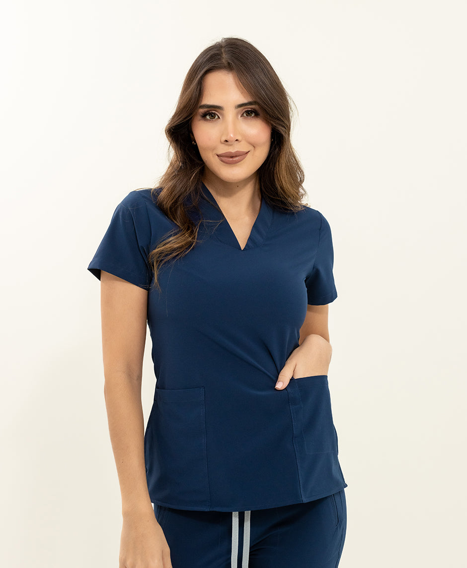 blusa medica uniforme antifluido new agua azul navy para mujer