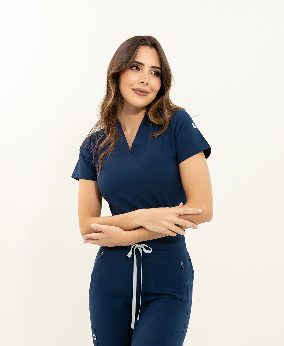 blusa medica uniforme antifluido new agua azul navy para mujer