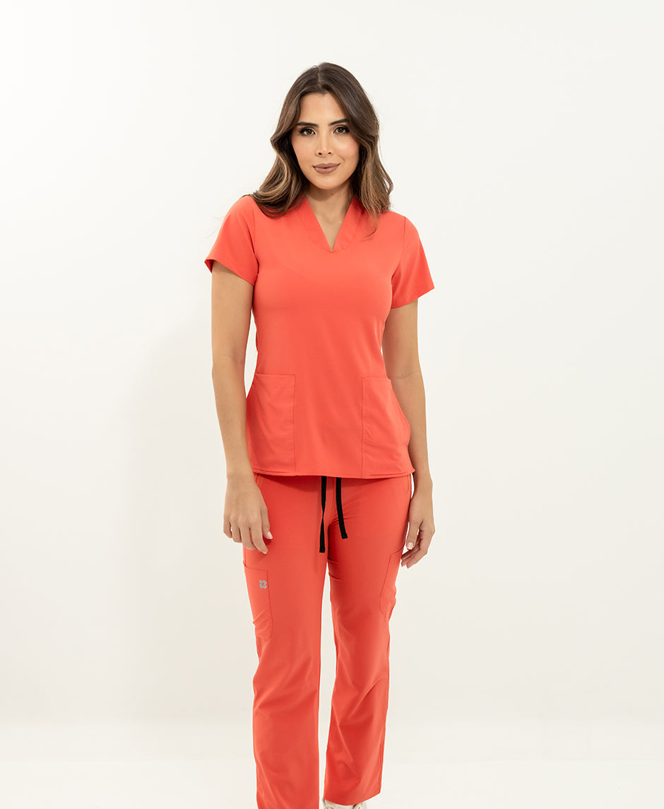blusa medica uniforme antifluido new agua coral para mujer