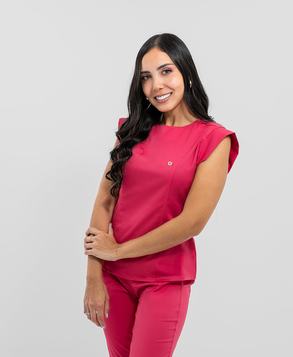 blusa medica uniforme antifluidos orbit virtual pink de manga hombro