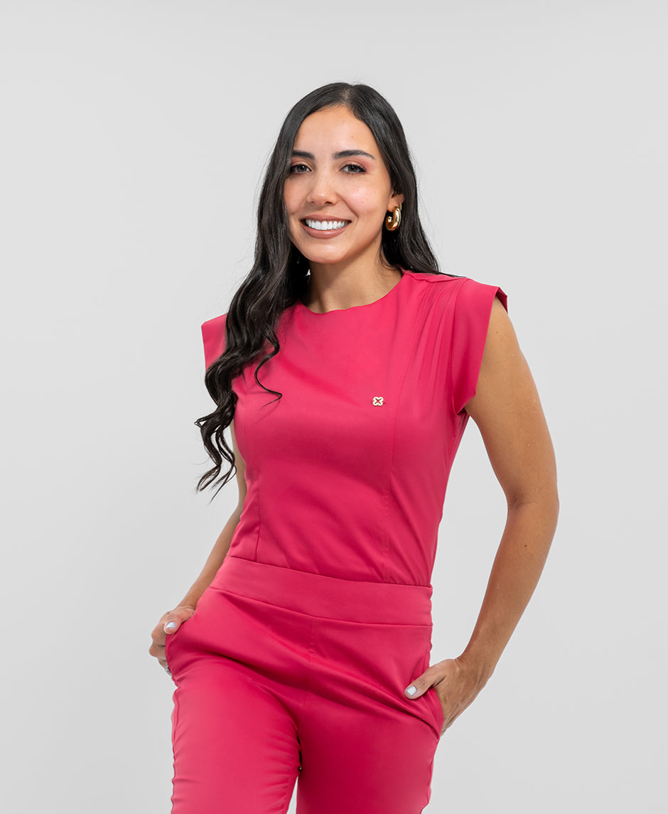 blusa medica uniforme antifluidos orbit virtual pink de manga hombro