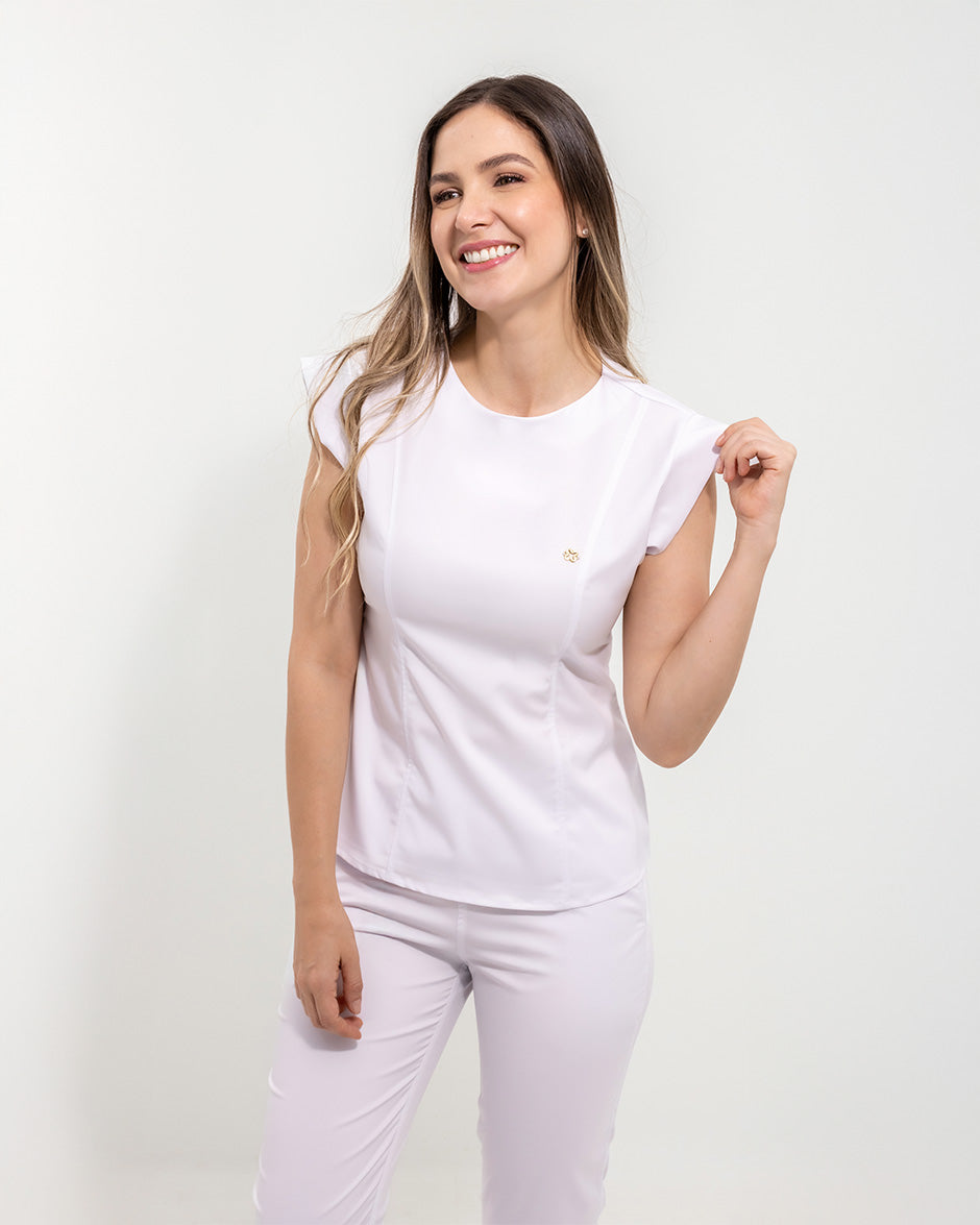 blusa medica uniforme antifluidos orbit blanco para mujer