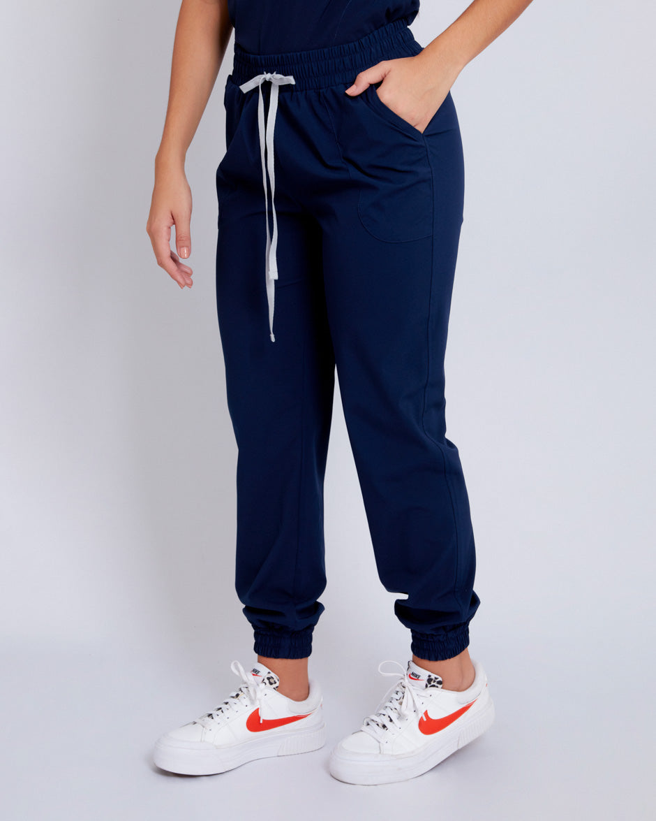 portada scrub quirurgico pantalon medico uniforme antifluidos new comet azul navy para mujer