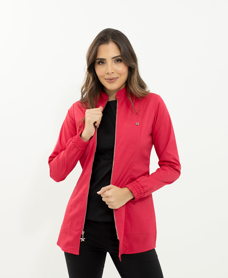 bata medica uniforme antifluido elegante virtual pink para mujer