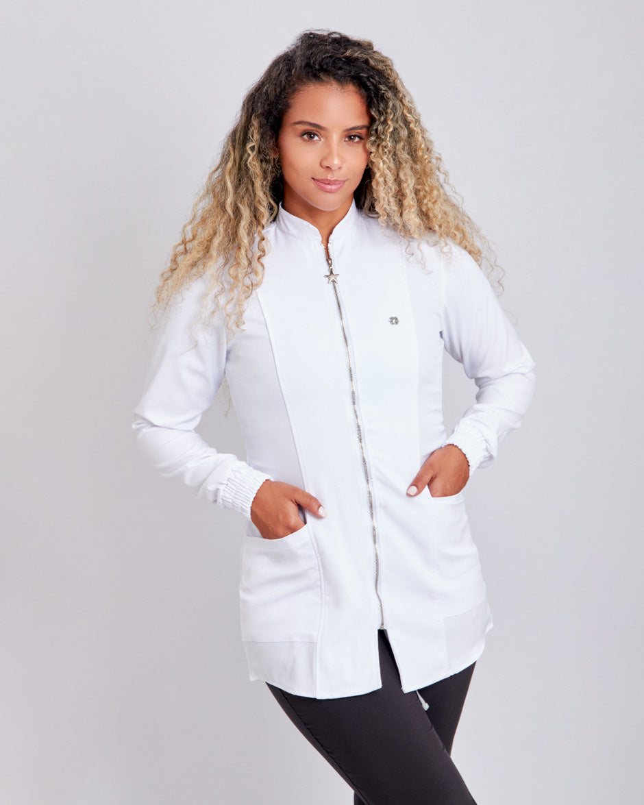 bata medica uniforme antifluidos gravity blanco para mujer