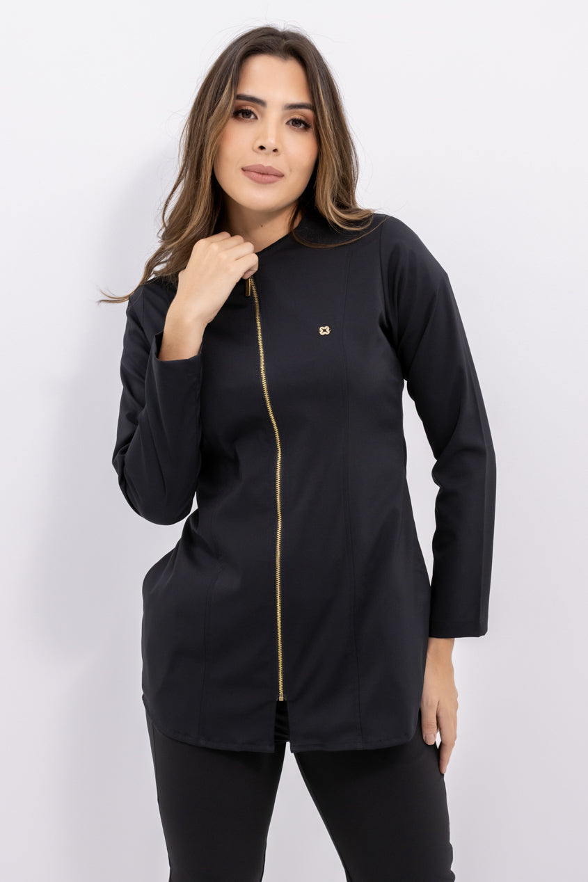 bata medica uniforme antifluidos soleil negro para mujer