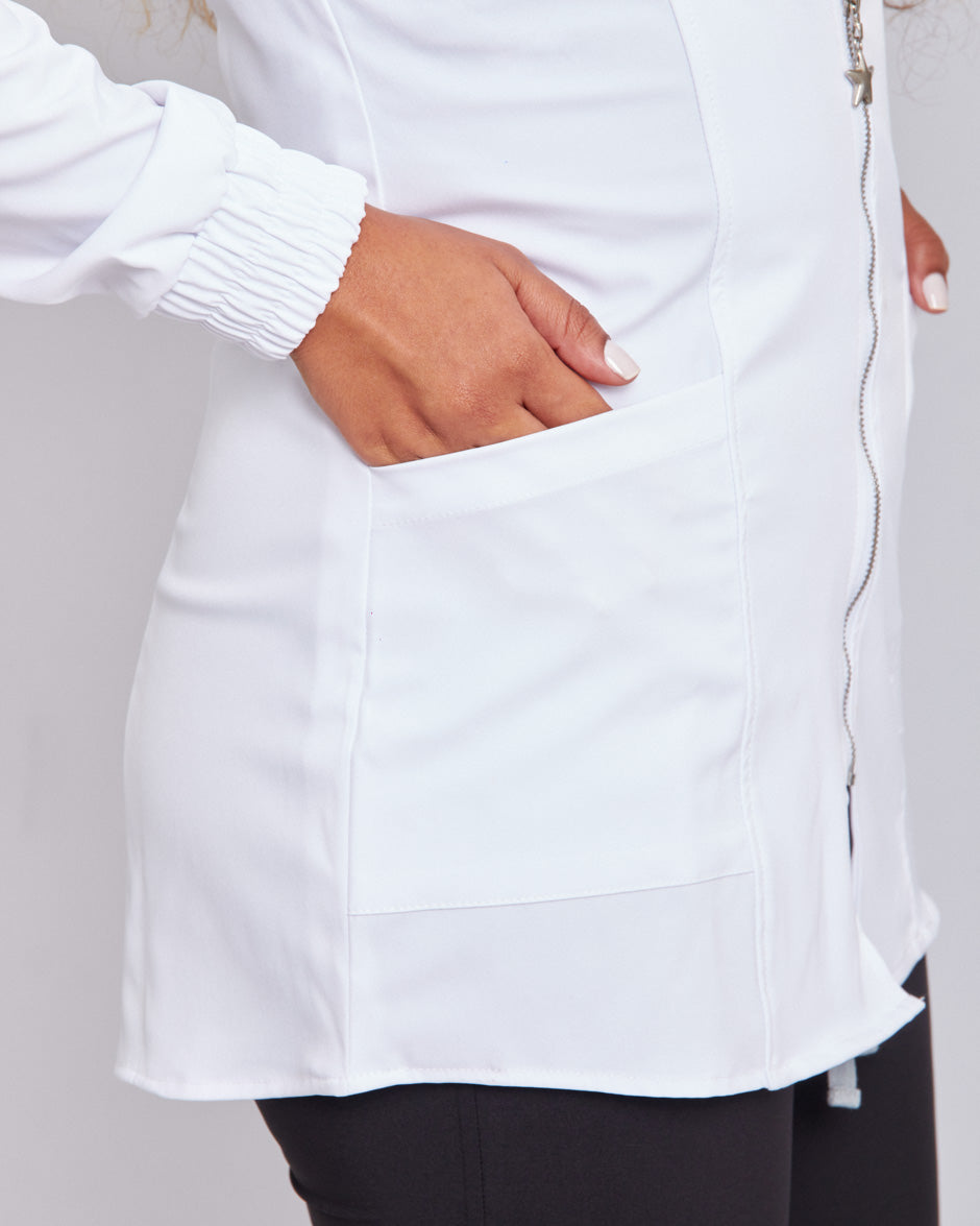 bata medica uniforme gravity blanco para mujer