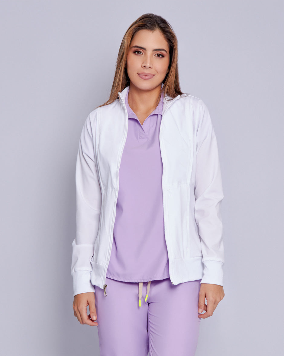 bata scrub quirurjico nebula blanco para mujer