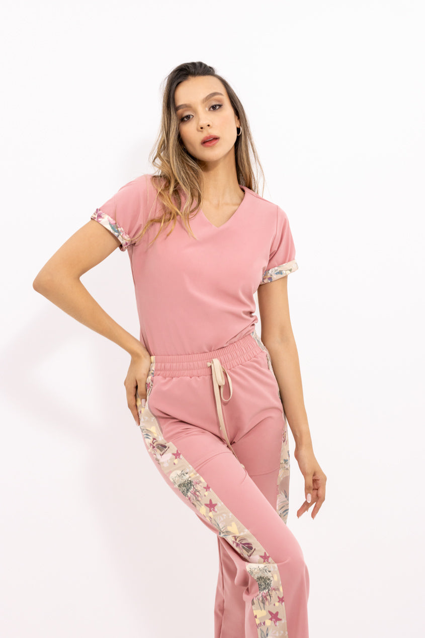 blusa medica antifluidos bella old rose para mujer