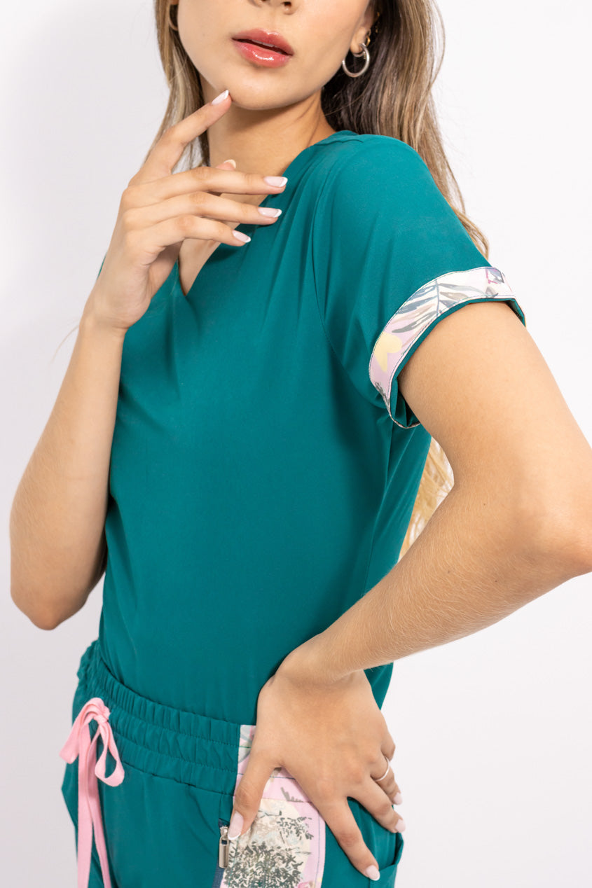 blusa medica antifluidos bella storm green para mujer