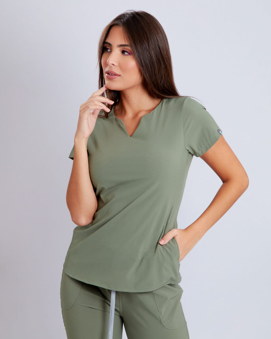 blusa medica mujer antifluidos uniforme verde oliva