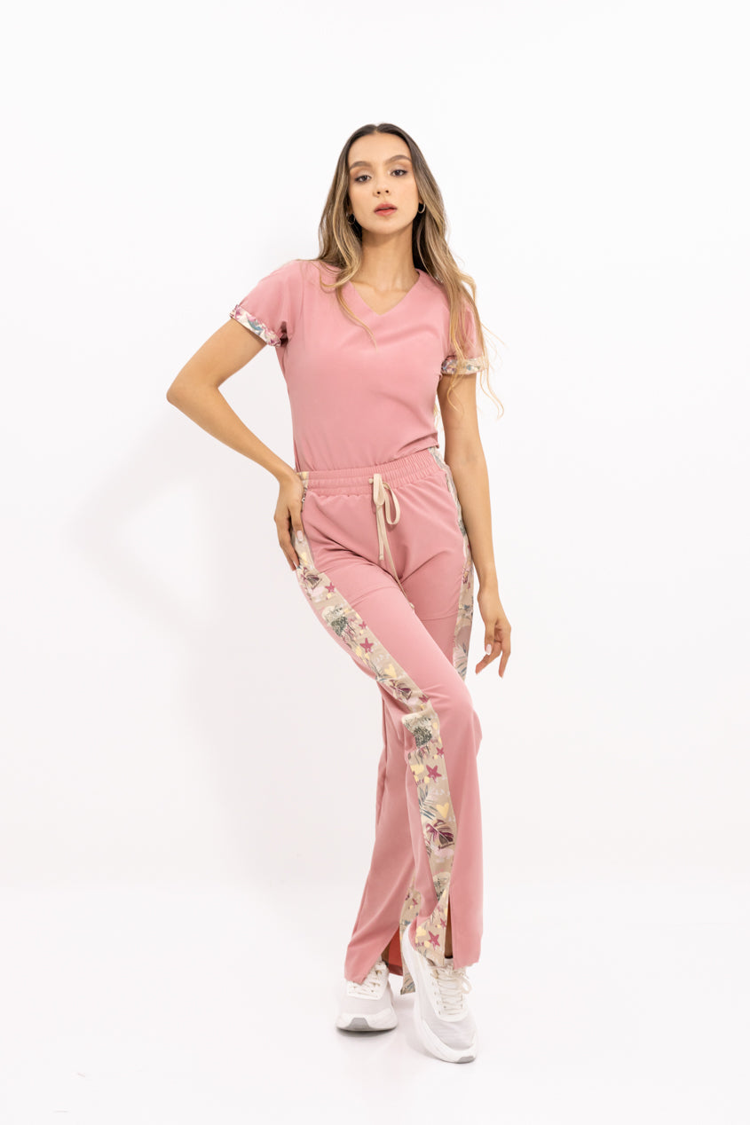 blusa medica scrub quirurgico bella old rose para mujer