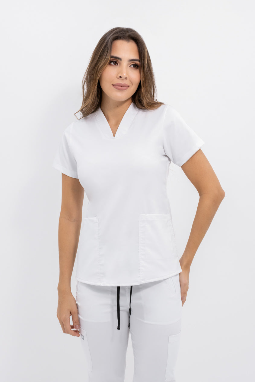 blusa medica uniforme antifluidos agua blanco para mujer