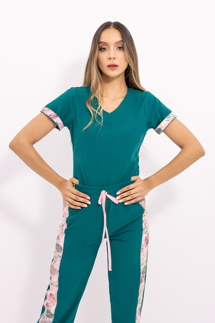 blusa medica uniforme antifluidos bella storm green para mujer