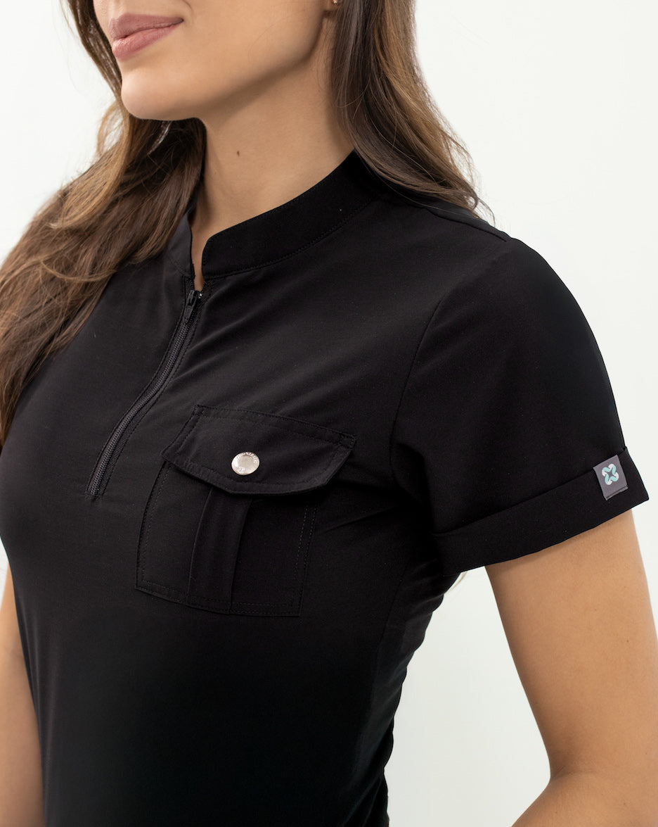 blusa medica uniforme antifluidos eclipse negro para mujer