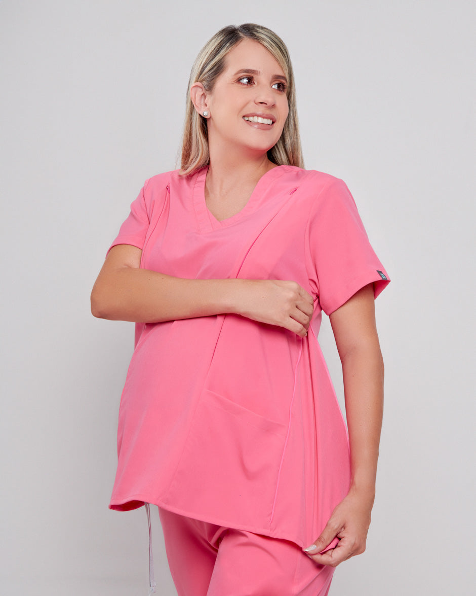 blusa medica uniforme antifluidos elara rosa barbie para mujer