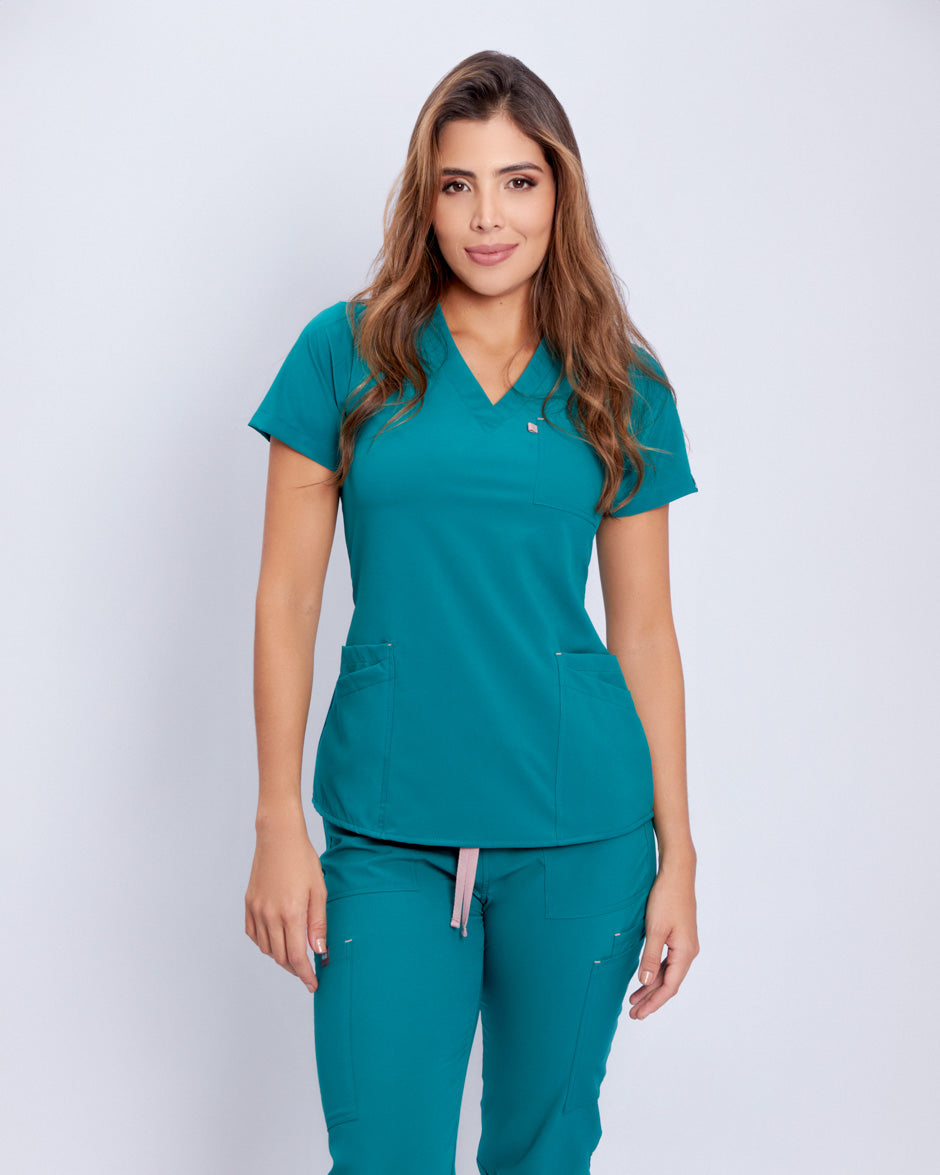 blusa medica uniforme antifluidos galaxy verde esmeralda para mujer