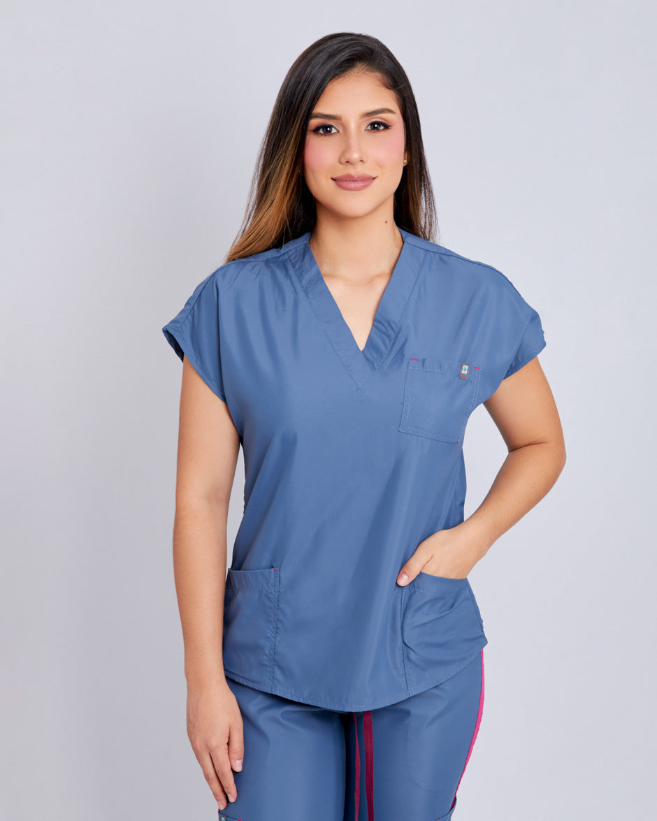 blusa medica uniforme antifluidos mercury azul petroleo para mujer