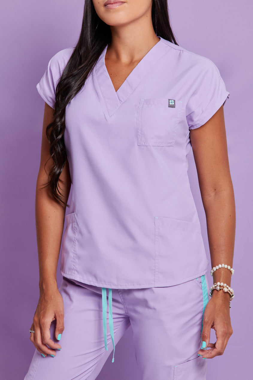 blusa medica uniforme antifluidos mercury lila para mujer