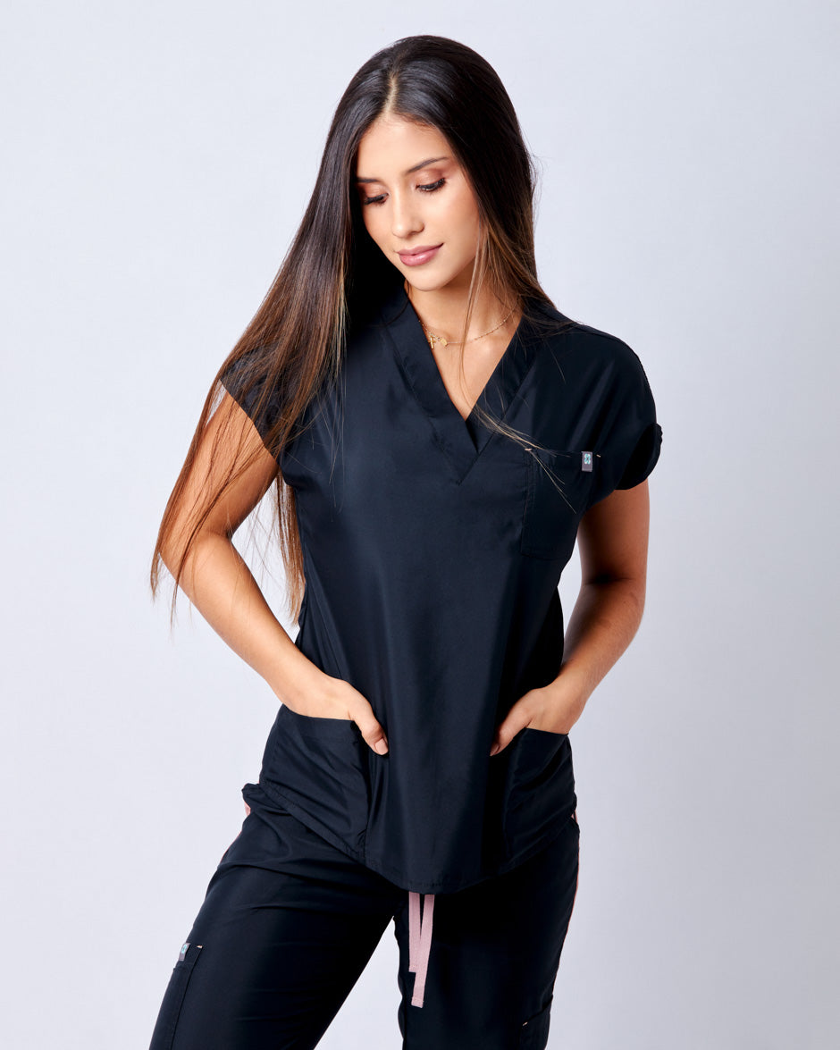 blusa medica uniforme antifluidos mercury negro para mujer