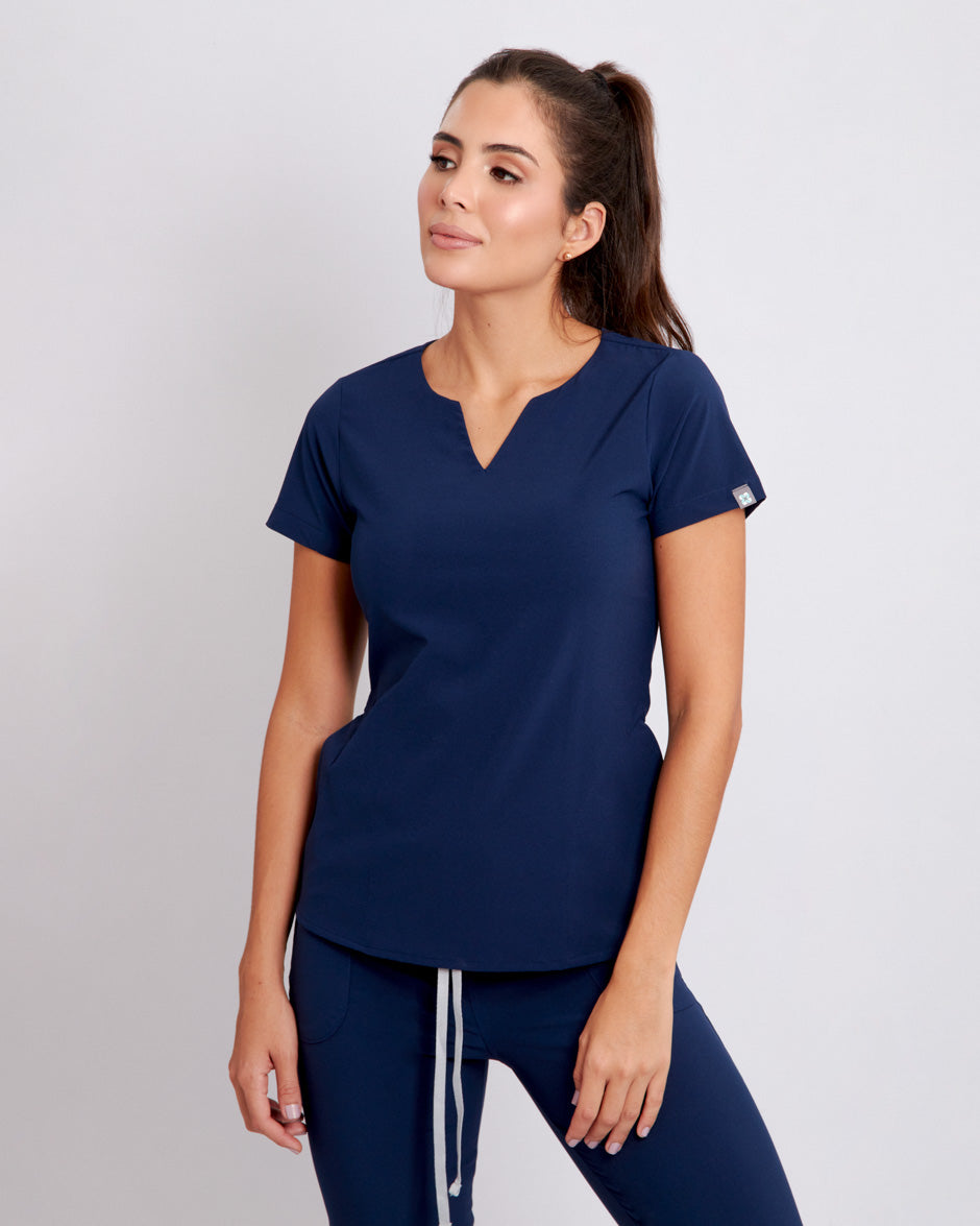 blusa medica uniforme antifluidos new moon azul navy cordon