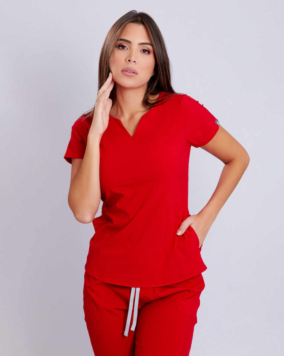 blusa medica uniforme antifluidos new moon rojo para mujer