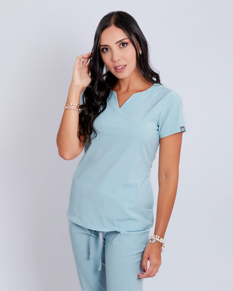 blusa medica uniforme antifluidos new moon verde malva para mujer