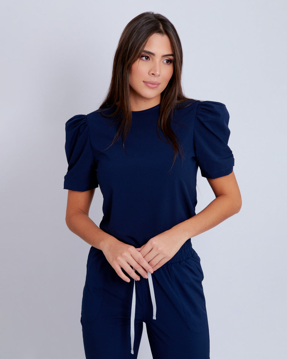 blusa medica uniforme antifluidos new sky azul navy para mujer