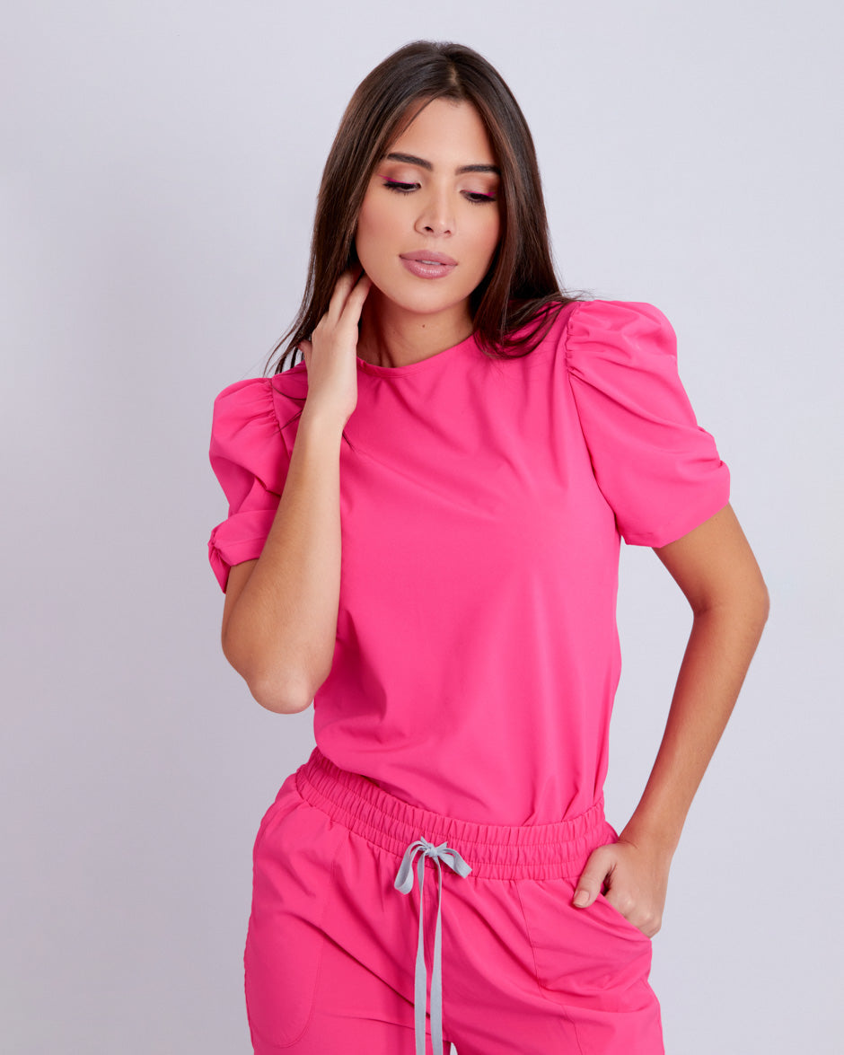 blusa medica uniforme antifluidos new sky fucsia para mujer