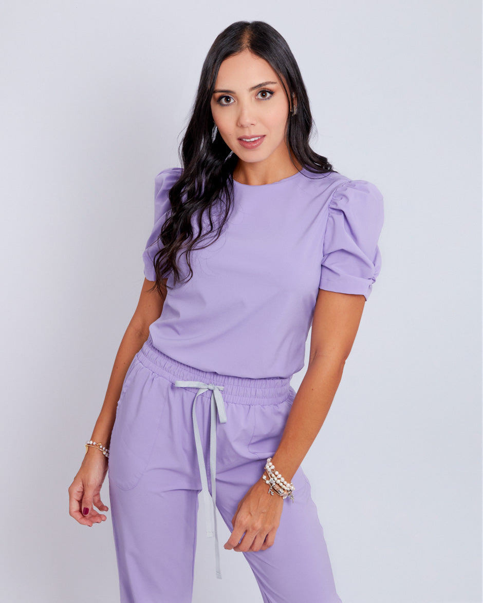 blusa medica uniforme antifluidos new sky lila para mujer