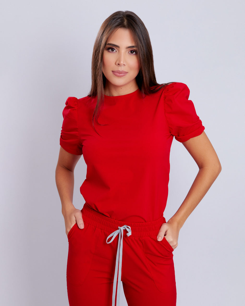 blusa medica uniforme antifluidos new sky rojo para mujer