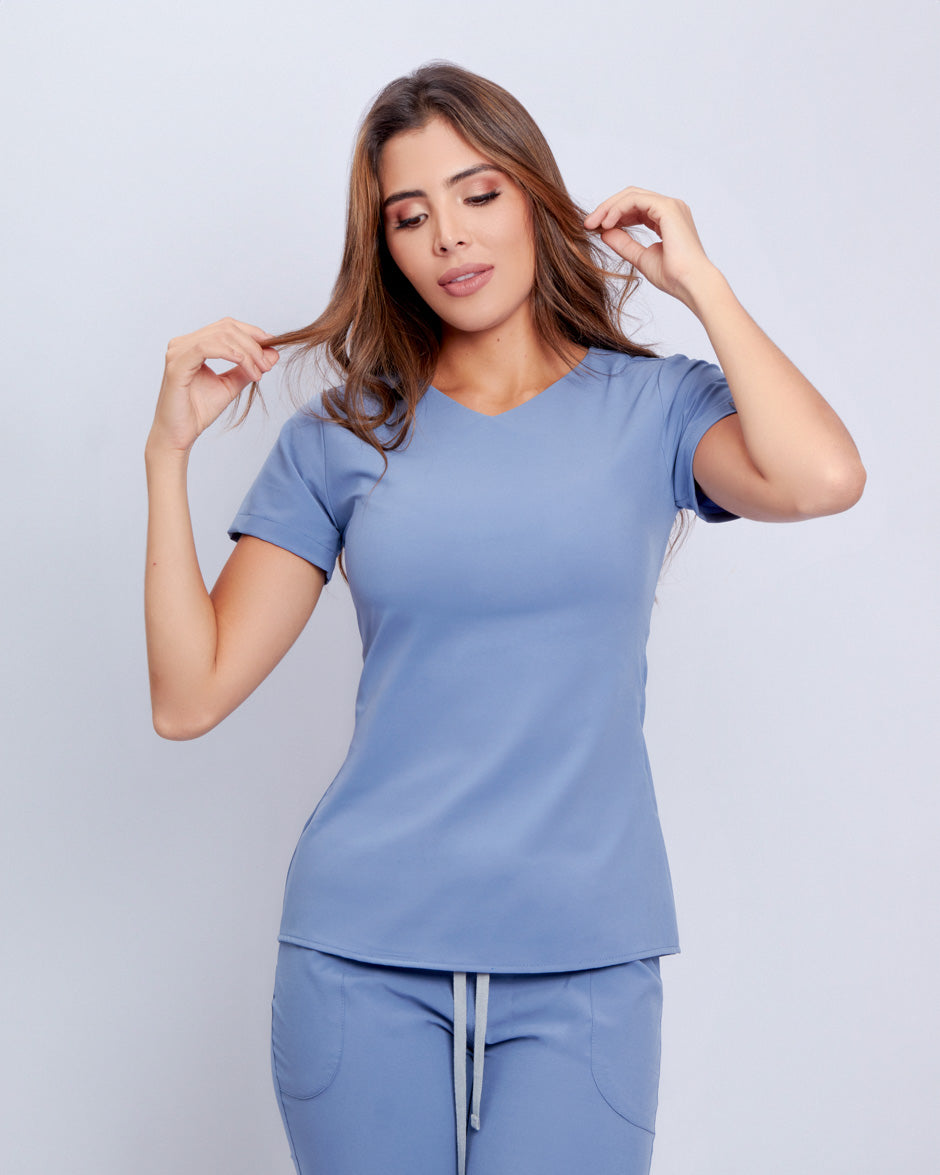 blusa medica uniforme antifluidos new space azul estelar para mujer