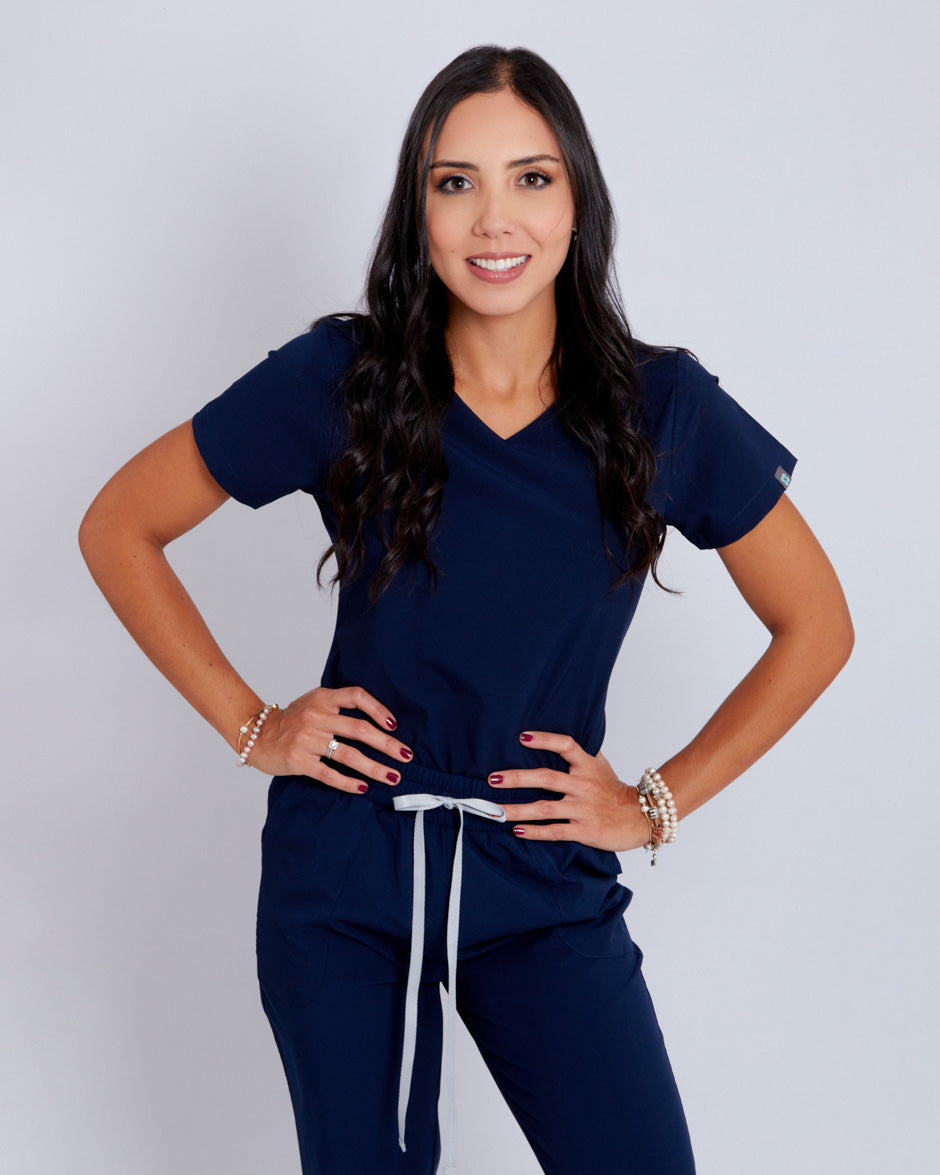 blusa medica uniforme antifluidos new space azul navy para mujer