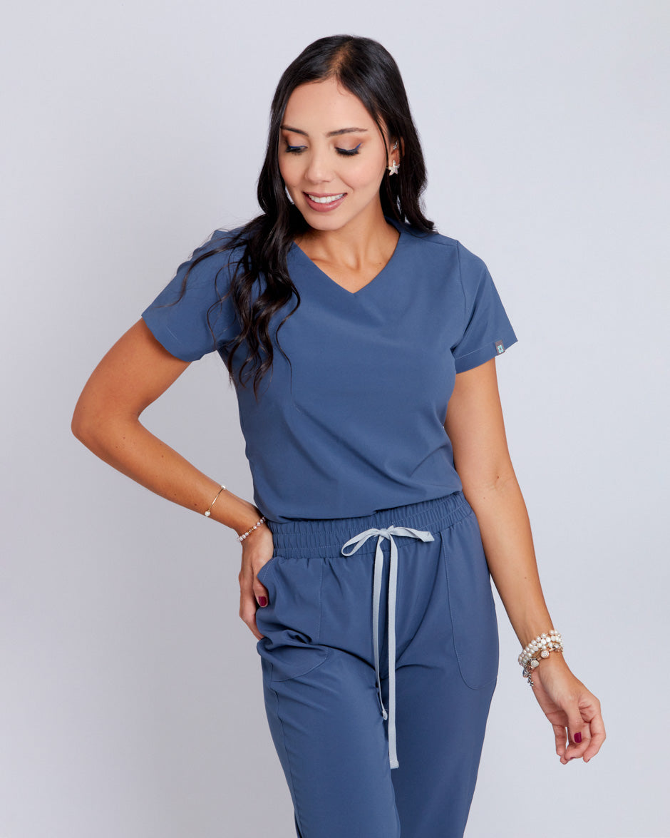 blusa medica uniforme antifluidos new space azul petroleo para mujer