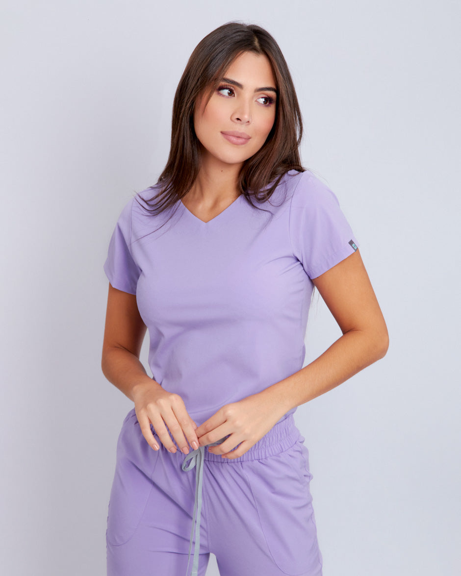 blusa medica uniforme antifluidos new space lila para mujer