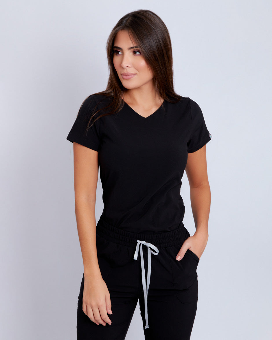 blusa medica uniforme antifluidos new space negro para mujer