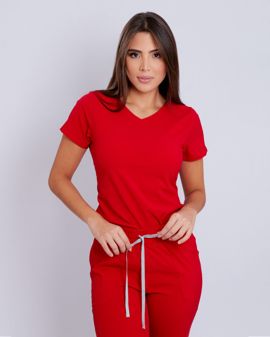 blusa medica uniforme antifluidos new space rojo para mujer