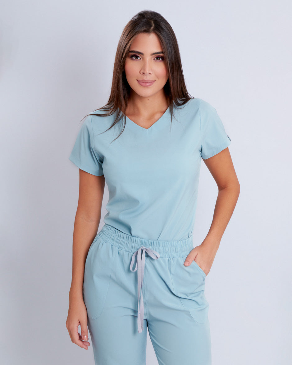 blusa medica uniforme antifluidos new space verde malva para mujer