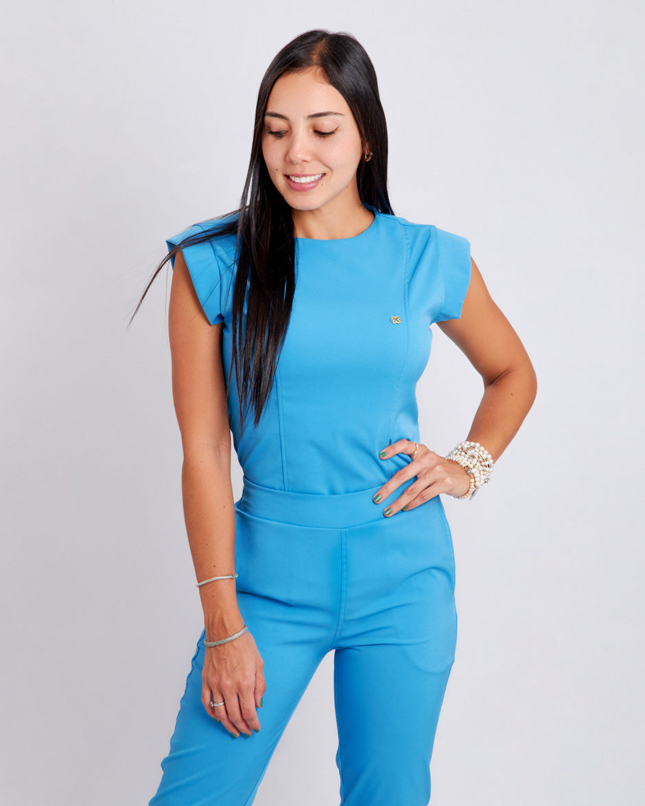 blusa medica uniforme antifluidos orbit azul bonnie para mujer