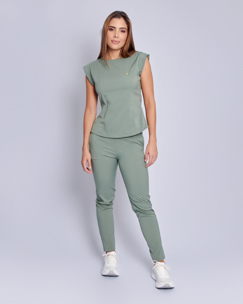 blusa medica uniforme antifluidos orbit verde oliva cuello redondo