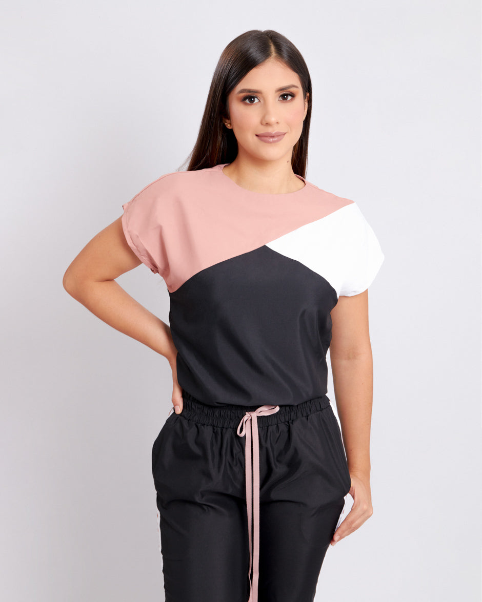 blusa medica uniforme antifluidos star palo de rosa bloque de color