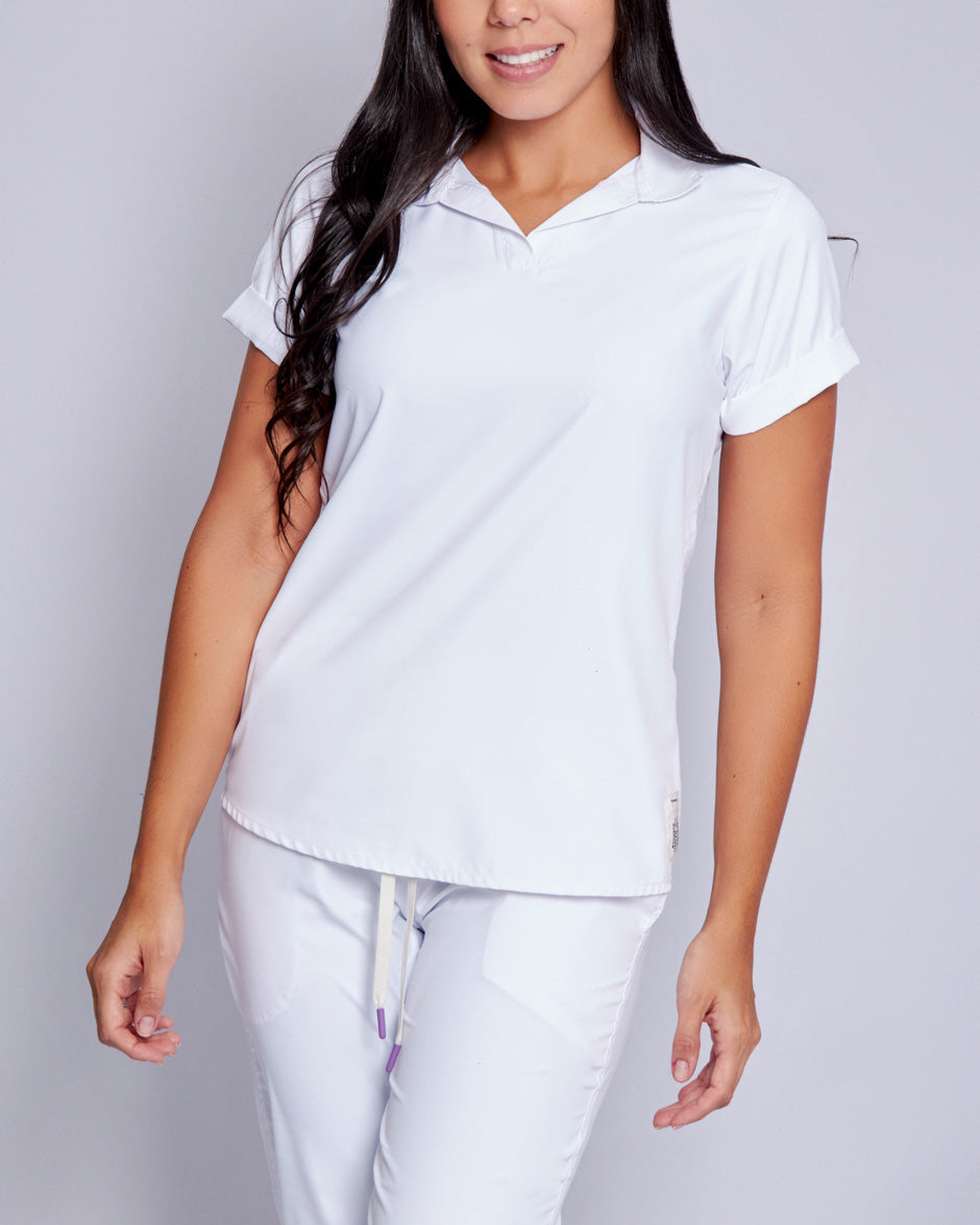 blusa medica uniforme antifluidos tauro blanco para mujer