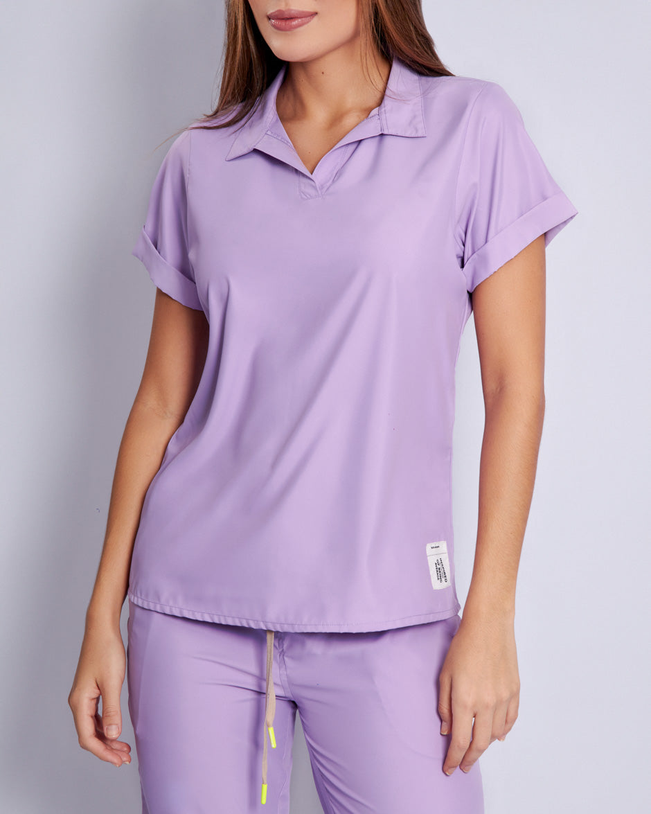 blusa medica uniforme antifluidos tauro lila comodo