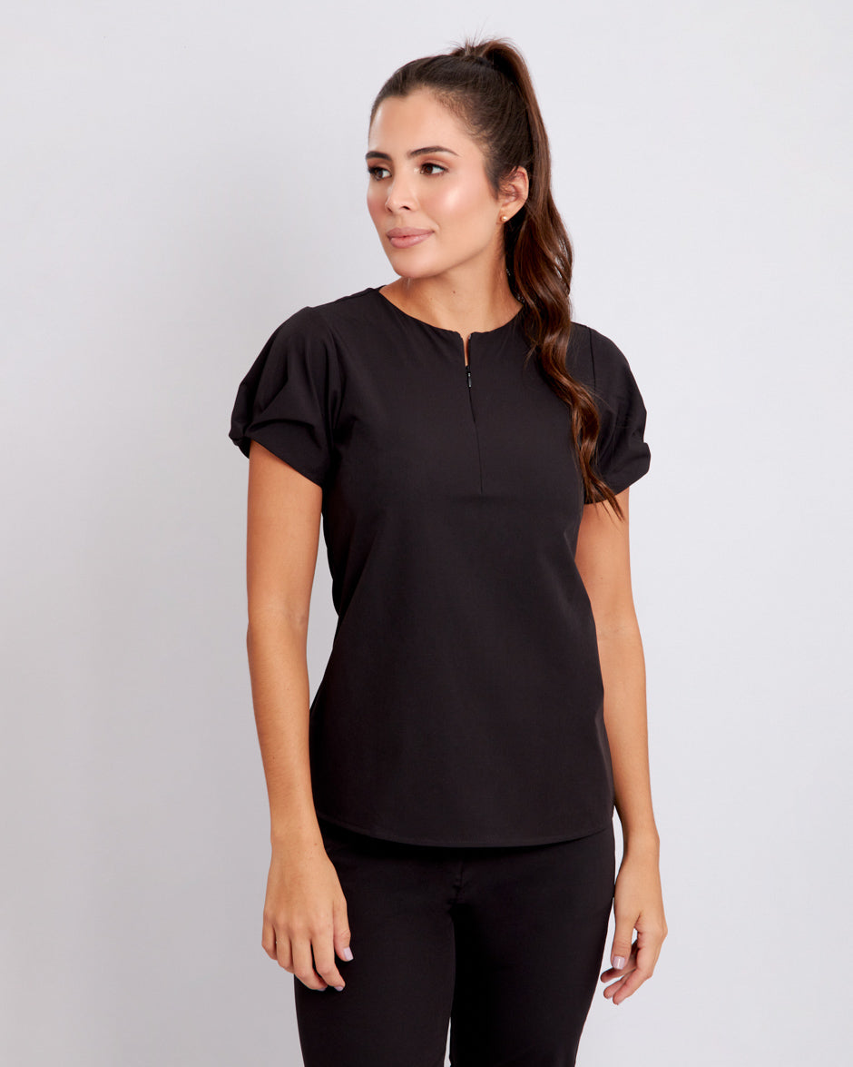 blusa medica uniforme antifluidos vega negro para mujer