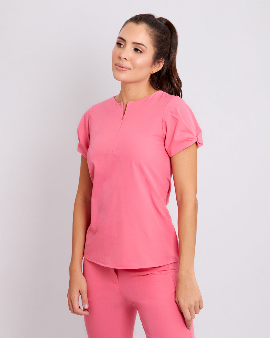 blusa medica uniforme antifluidos vega rosa barbie para mujer