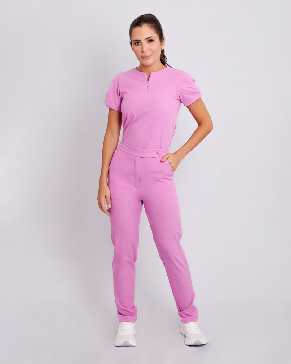 blusa medica uniforme antifluidos vega violeta comoda