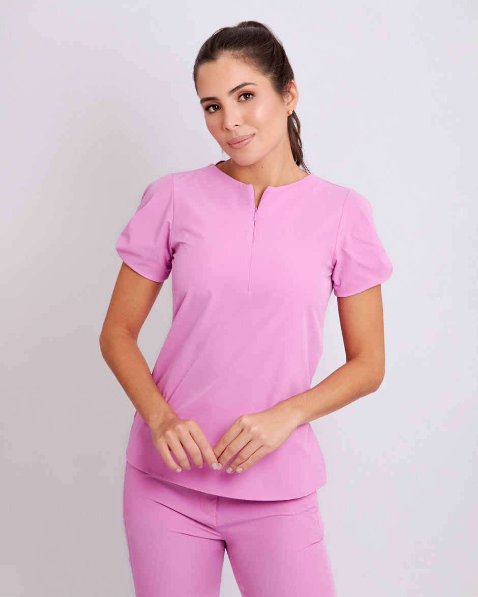 blusa medica uniforme antifluidos vega violeta para mujer